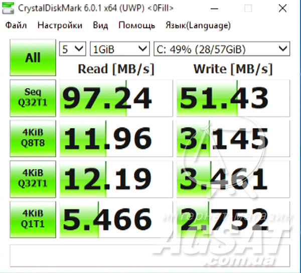 Тест Crystal Disk на Beelink AP34 Ultimate