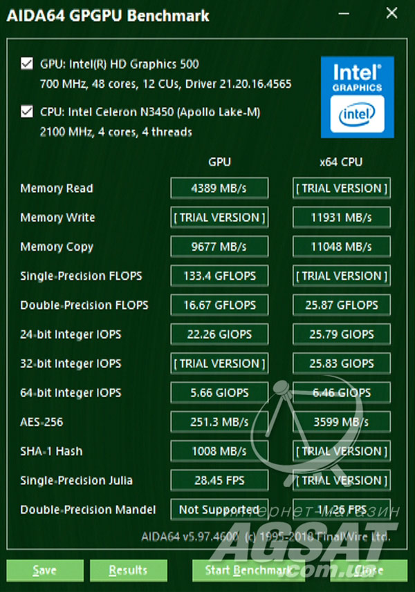 Тест Aida GPU на Beelink AP34 Ultimate