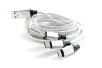 Шнур USB - type-C, micro USB, Iphone WHITE фото