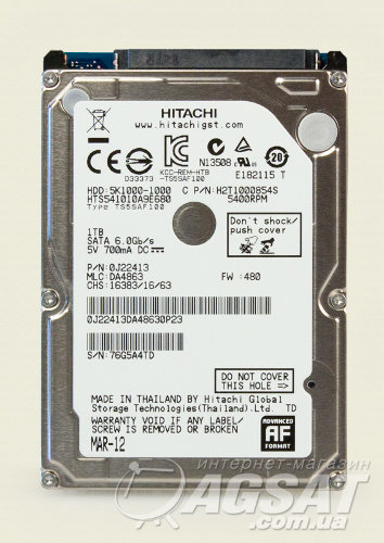 Жесткий диск Hitachi (HTS541010A9E680) GST Travelstar 5K100  - 2.5", 1TB, 5400rpm, 8Мb, SATA III-600 фото