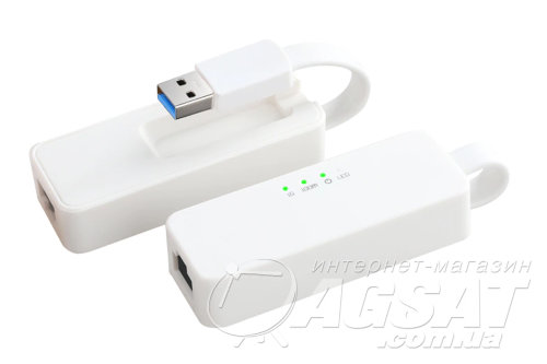 Мережева карта USB3.0-LAN AX88179, 100/1000 Mb/s, зовнішня, біла фото