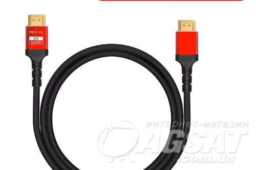 HDMI Кабель, 1м,  ver.2.1, Red/Gold