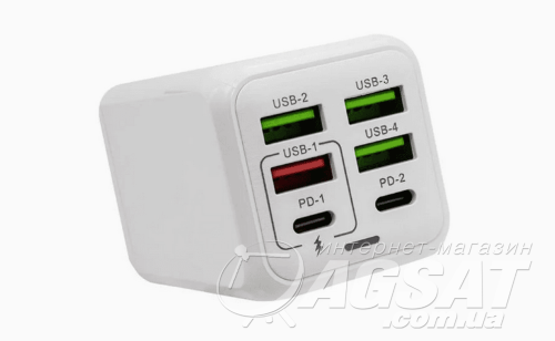 Зарядное устройство Super Fast Charger ADC-PD006 150W 4 USB +2 Type-C PD+QC4.0 фото