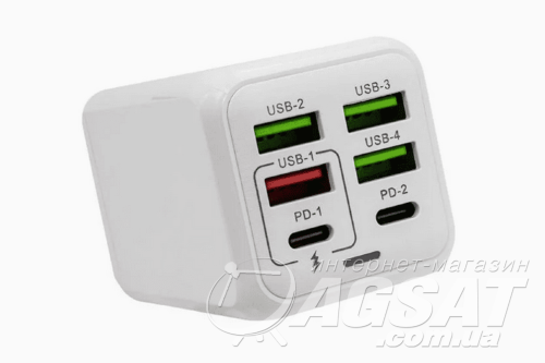 Зарядний пристрій Super Fast Charger ADC-PD006 150W 4 USB +2 Type-C PD+QC4.0