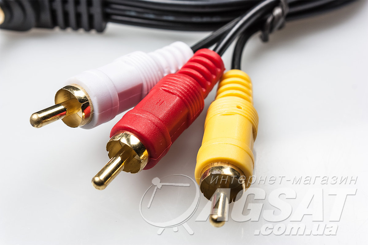 AV кабель переходник miniJack 3.5 - 3 x RCA , 1.0м