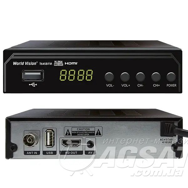 World Vision T645B FM — цифрова DVB-T2/C приставка з IPTV та FM-радіо