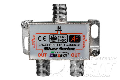 SAT Split 2 way 5 - 2500МГц с проходом питания  