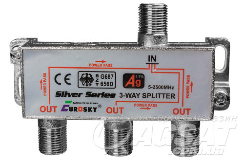 SAT Split 3 way 5 - 1000МГц з проходом живлення