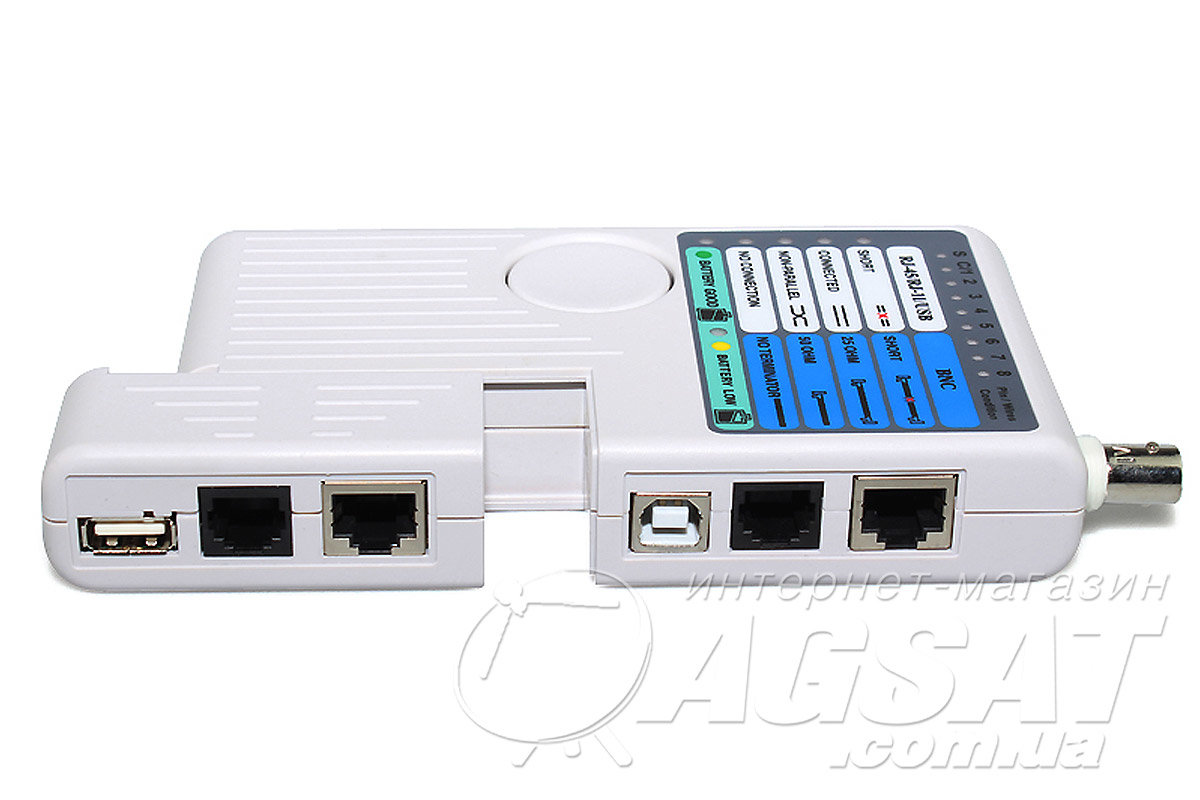 Тестер Ethernet кабелей RJ45+RJ11+BNC+USB: цена 455 грн., купить в Киеве