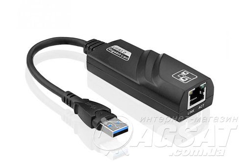 Мережева карта USB3.0-LAN AX88179, 100/1000 Mb/s, зовнішня, чорна фото