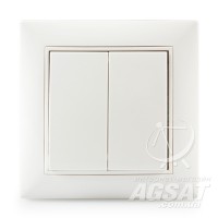Вимикач двоклавішний Anestech (білий) фото